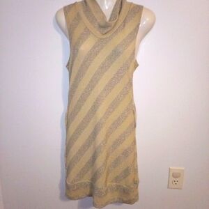 Tan and silver striped sleeveless tunic dress size large